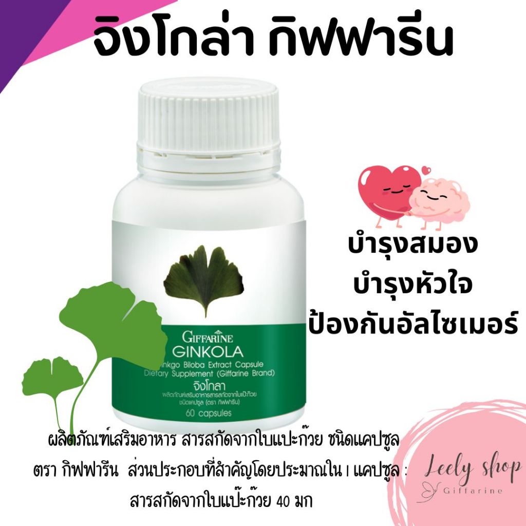 สารสกัดจากใบแปะก๊วย บำรุงสมอง ป้องกันอัลไซเมอร์ กิฟฟารีน จิงโกลา ชนิดแคปซูล