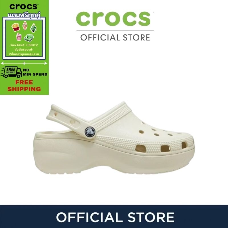 CROCS รองเท้าลำลองผู้หญิง Classic Platform - Color  Bone,White