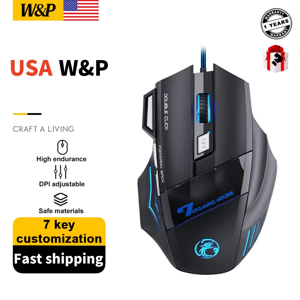 [Value Choice] 7d Wired Gaming Mouse with 3200dpi Push Button G6 【 1 Years Warranty 】