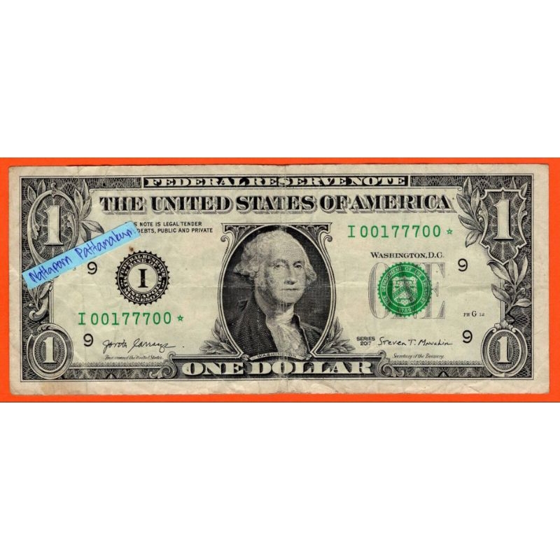 One Dollar Federal Reserve Note 2017 (Minneapolis) -) /Star Replacement Note #ธนบัตรดาว*