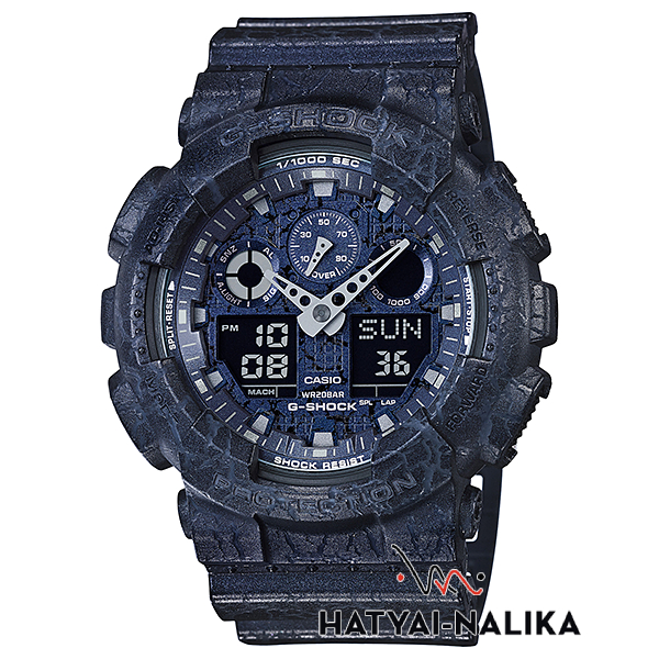 🔥ของแท้🔥 นาฬิกา G-SHOCK หายาก รุ่น GA-100CG-2A,GA-100CG-2,GA-100CG,GA-100 สีน้ำเงินลายแตกร้าว
