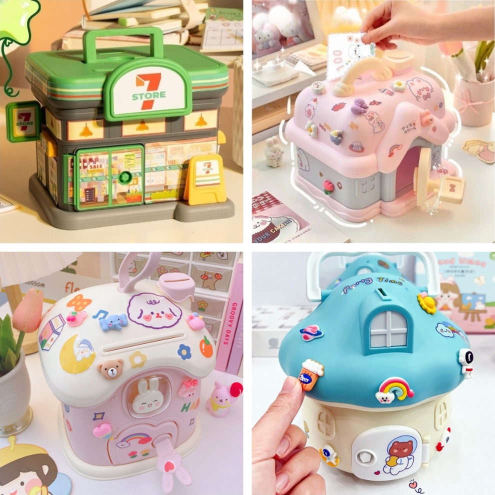 【สินค้าพร้อมส่งทันที】กระปุกออมสินแบบบ้าน หลากสไตล์ DIY กระปุกออมสินบ้านหลังใหญ่สวยๆ Big house piggy banks