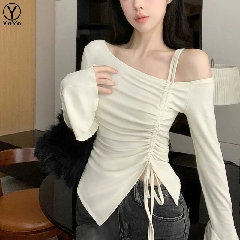 YOYO เสื้อยืดแขนยาว เสื้อผ้าแฟชั่นสไตล์เกาหลี แบบเรียบๆทันสมัย ใส่อุ่นกันหนาว รุ่น2825