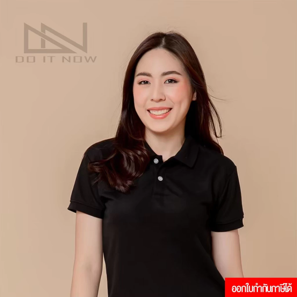 เสื้อโปโลแขนจั๊ม 🔥สีดำ🔥 (หญิง) By Doitnow สินค้าคุณภาพ จากแห่งผลิตโดยตรง!!