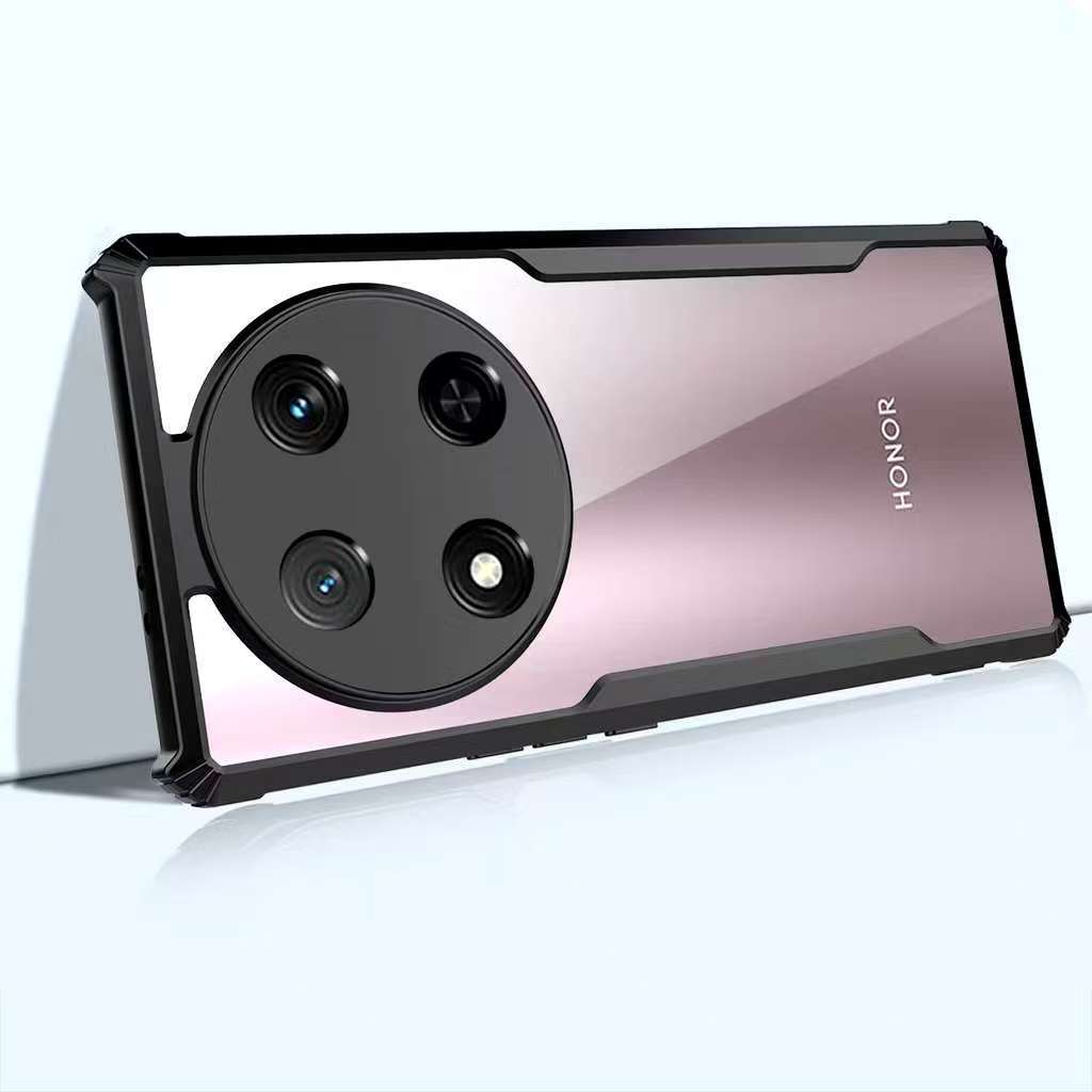 Honor X9cตรงรุ่น(พร้อมส่งในไทย)เคสกันกระแทกขอบสีหลังใสHonor X7C/Honor X9C 5G/Honor X60 Pro 5G