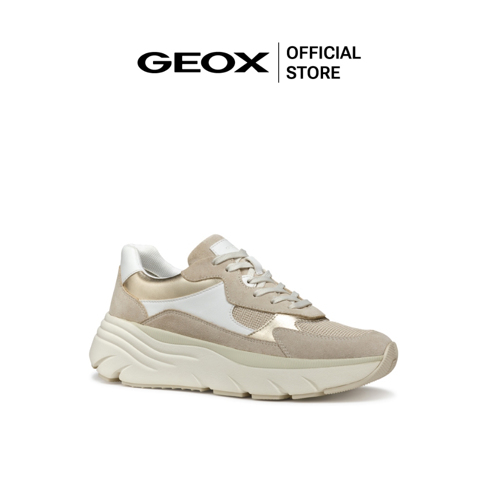 GEOX รองเท้าผ้าใบผู้หญิง รุ่น D DIAMANTA - WHITE/LT TAUPE SS25 (D45UFBC1ZH6F_S5WTBR)