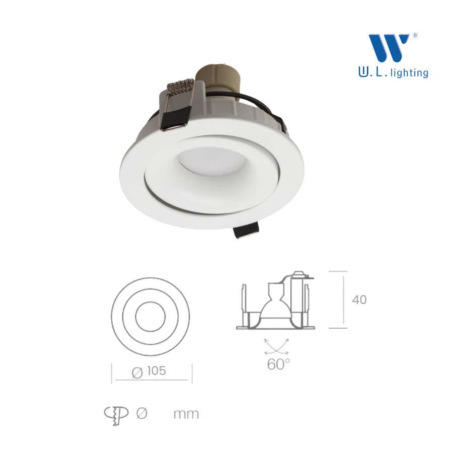 โคมไฟดาวน์ไลท์ ฝังฝ้า หน้าเดี่ยว ปรับหน้าได้ ขั้ว GU10 = 1 สีขาว รุ่น WL-577-R-WH-GU10 ราคา ถูกที่สุด ดีลบีเคเค แกลเลอรีภาพที่ 2