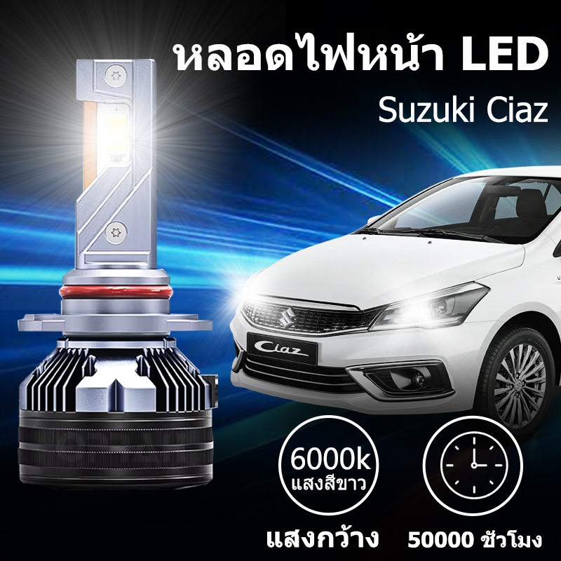 หลอดไฟหน้า LED ขั้วตรงรุ่น Suzuki Ciaz แสงขาว มีพัดลมในตัว ราคาต่อ 1 คู่ พร้อมส่ง