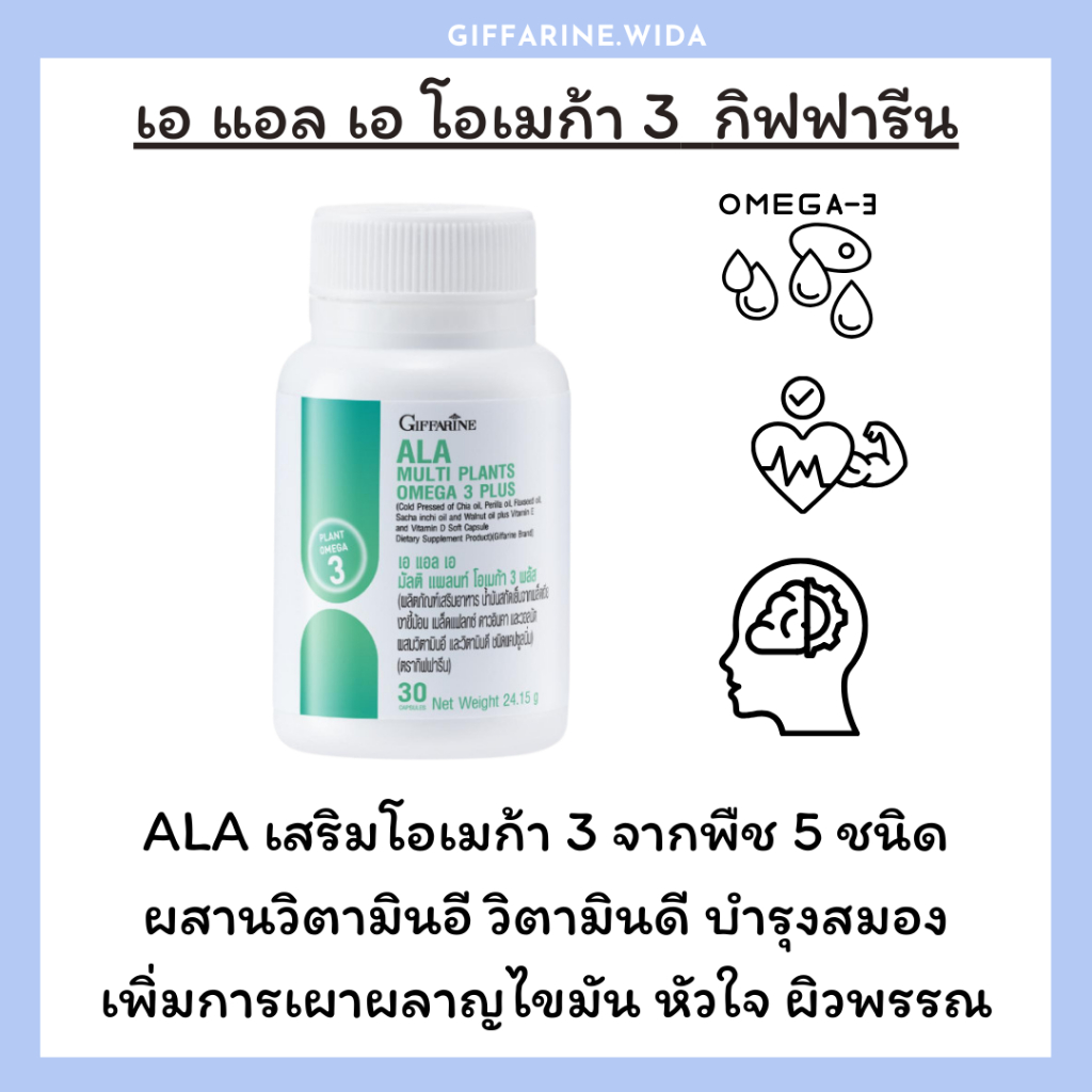 โอเมก้า 3 จากพืช 5 ชนิด ALA Multi Plants Omega 3  Plus ผสานคุณค่าวิตามินอี และวิตามินดี 3 ระบบประสาท
