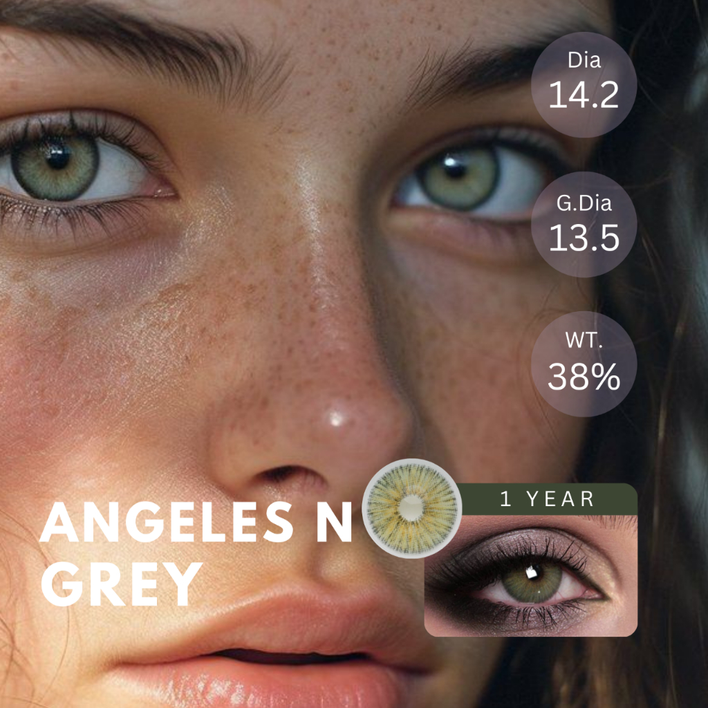 (ทักสอบถามสต็อกก่อนกดสั่ง) คอนแทคเลนส์ (รายปี) รุ่น Angeles N สี Grey | Dia 14.2  | 📦ค่าสายตา 0.00 จ