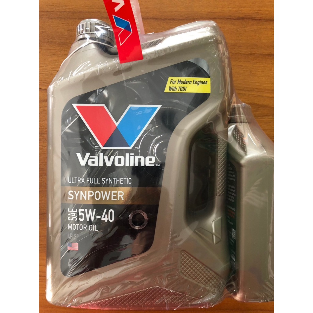 น้ำมันเครื่องเบนซินสังเคราะห์แท้ วาโวลีน ซินพาวเวอร์ 5W-40 ขนาด 4+1L Valvoline S