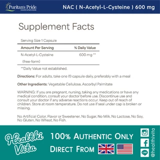 Puritan's Pride - NAC N-Acetyl Cysteine 600 mg/cap : 60 caps ❌EXP 10/27