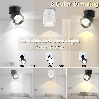 🔥3 สี🔥 ไฟดาวน์ไลท์ LED โคมดาวน์ไลท์แบบพับได้ โคมไฟเพดาน Downlight เหมาะสำหรับห้องนั่งเล่น ห้องครัว ร้านค้า และสำนักงาน