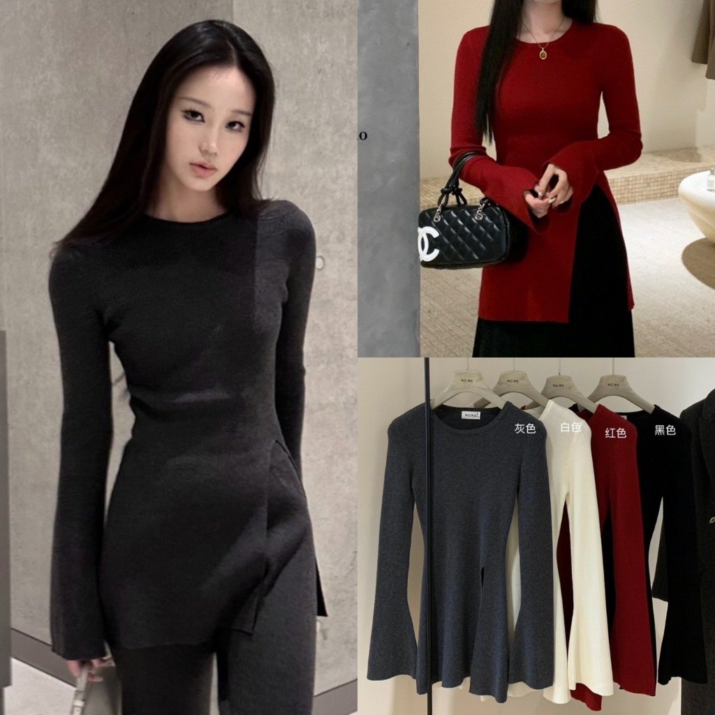 🧡🧵 🇰🇷 W3347 เสื้ตัวยาว คอกลม ผ้าทอเนื้อนิ่มทรงเกาหลี ทรงน่ารัก แฟชั่นเกาหลี TAG WG.WE 🧵🧡