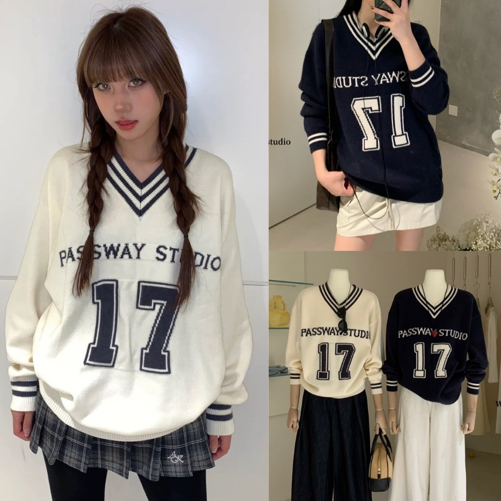 🧡🧵 🇰🇷 W3454 เสื้อคลุมแขนยาว คอวี ลาย 17 ทรงเกาหลี ทรงน่ารัก แฟชั่นเกาหลี TAG WG.WE 🧵🧡