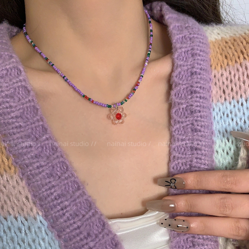 เครื่องประดับแฟชั่น🌸necklace จี้ดอกไม้ เข้ากับทุกการแต่งกาย สําหรับผู้หญิงS098