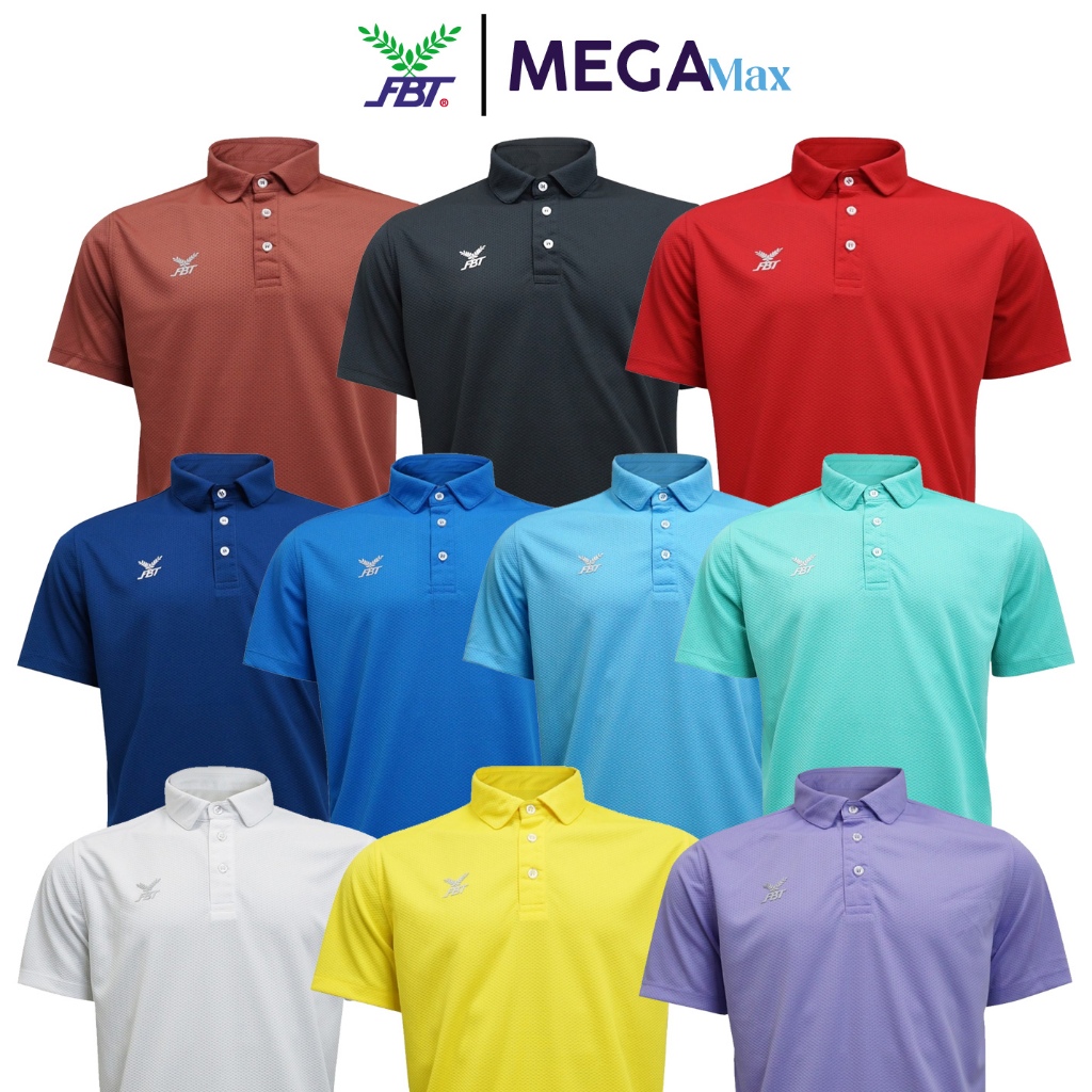 เสื้อโปโล FBT B2C415 สีล้วน เอฟบีที โลโก้สีเทาเงิน Basic Polo Unisex