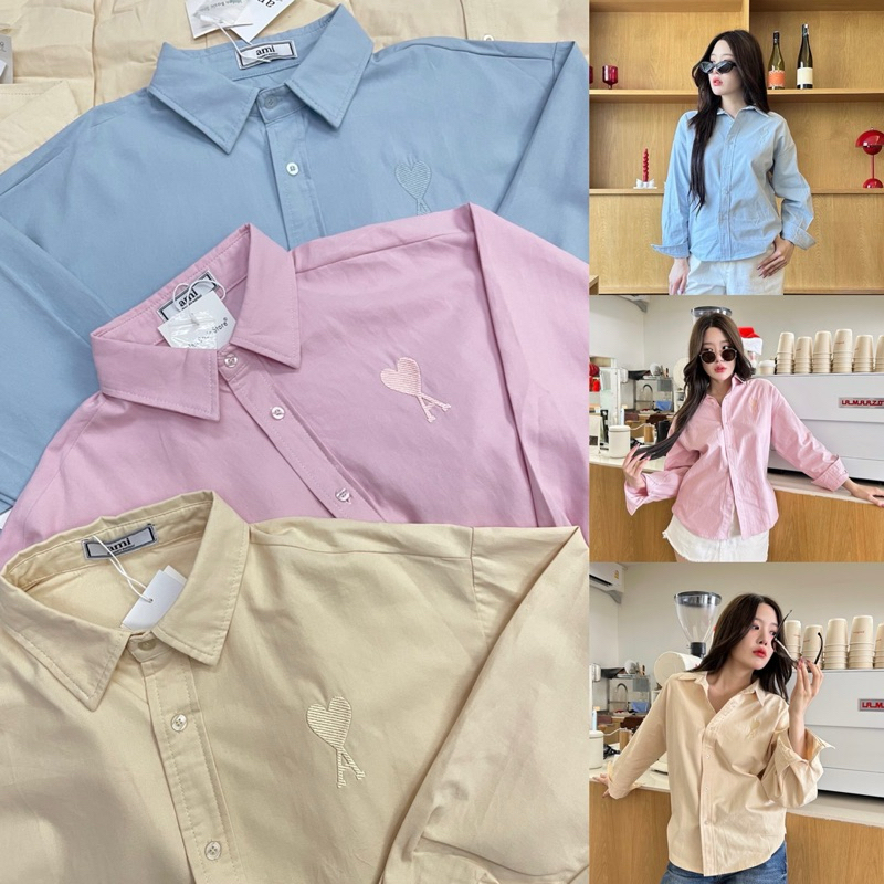 “ Am shirt” เสื้อเชิ้ตโอเวอร์ไซร์ ชนช็อป สีละมุนมาก ดีเทลปักโลโก้ รุ่นนี้สวยตลอดกาลไม่มีดร็อป! งานเป๊ะ