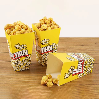 (แพ็ค 50 ใบ) กล่องใส่ป๊อปคอร์น POPCORN ขนาด 16*9*5.7 cm. พร้อมถุง OPP และลวดมัด #P180 กล่องขนม บรรจุภัณฑ์