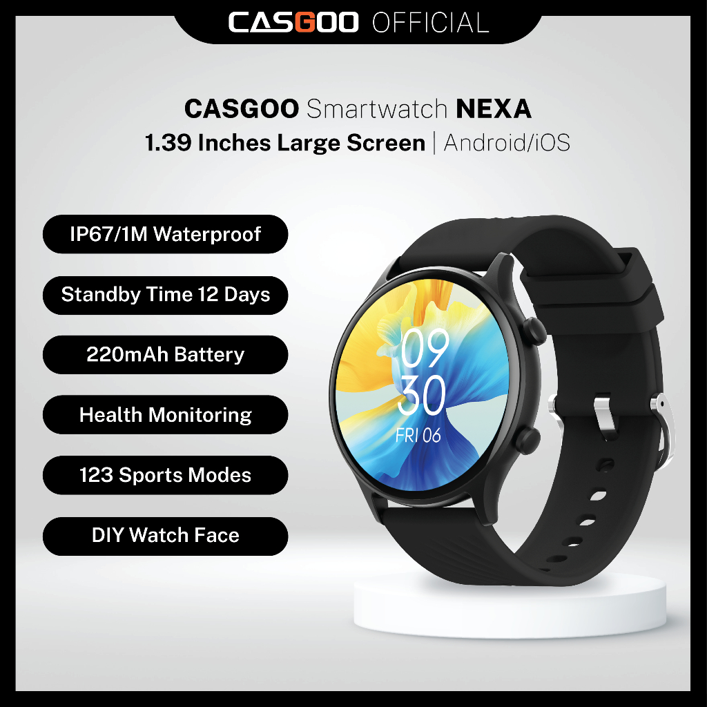 【รับประกัน 1 ปี】CASGOO นาฬิกาอัจฉริยะ Nexa ความจุ 300mAh การโทรบลูทูธ การติดตามสุขภาพ หน้าจอขนาด 1.39 นิ้ว เครื่องตรวจสอ