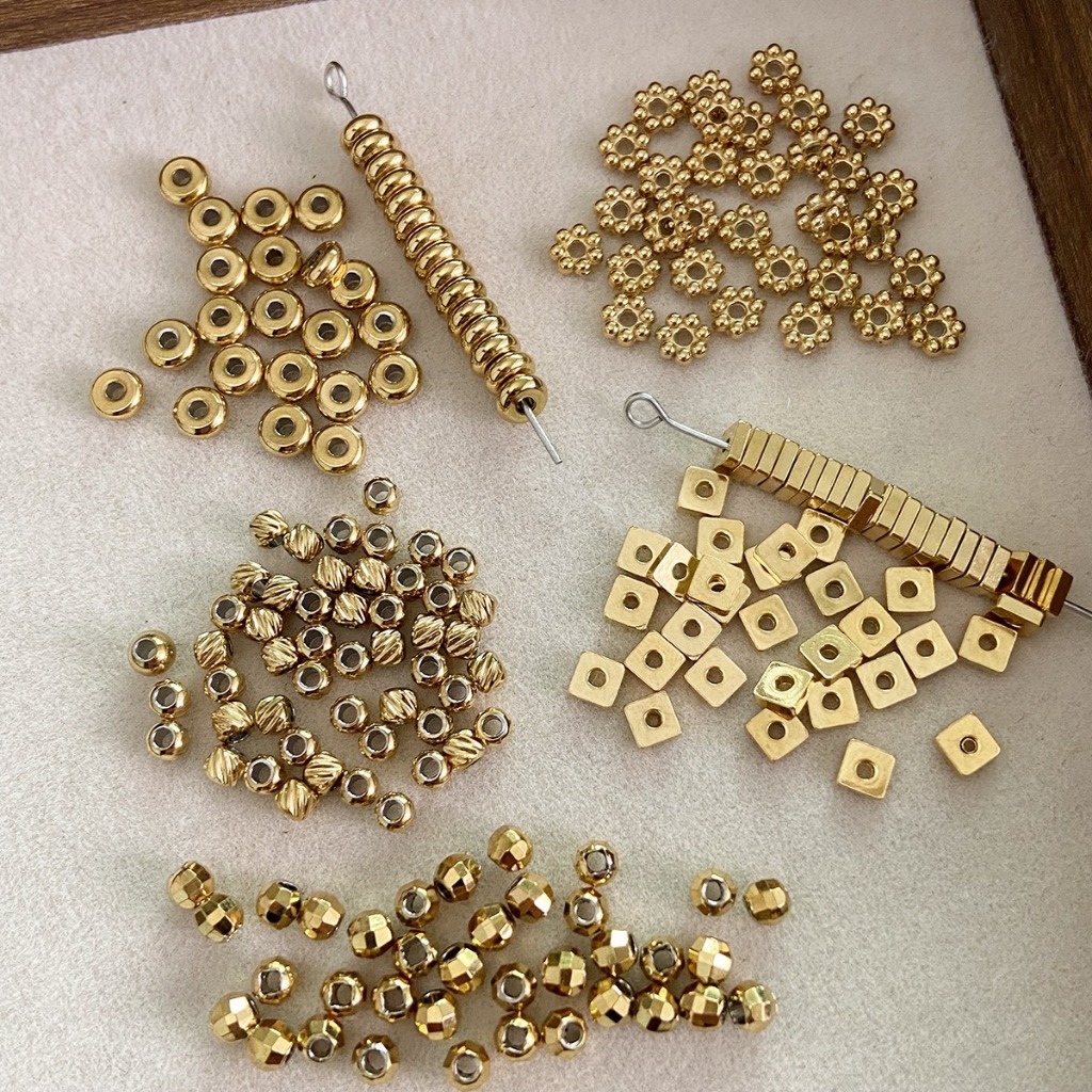 5pcs Color preserving titanium steel stainless steel gold plated square round septum Bracelet Neckla