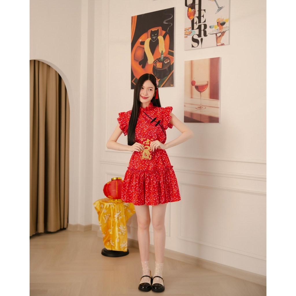 DR0472 LABELLE รุ่น Qipao Sweet Dress เดรสกี่เพ้าตรุษจีน รูปที่ 7
