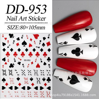 ♠️5D สติ๊กเกอร์ติดเล็บ สติกเกอร์ไพ่ ไพ่ Stickers Playing Poker Cards Nail