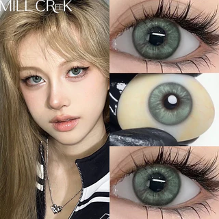✅COD [ 0~-8.00 ]MILL CREEK คอนแทคเลนส์ ธรรมชาติ Grey/Green 14.2mm 12 เดือน สําหรับนักเรียน เลนส์บิ๊กอายน่า