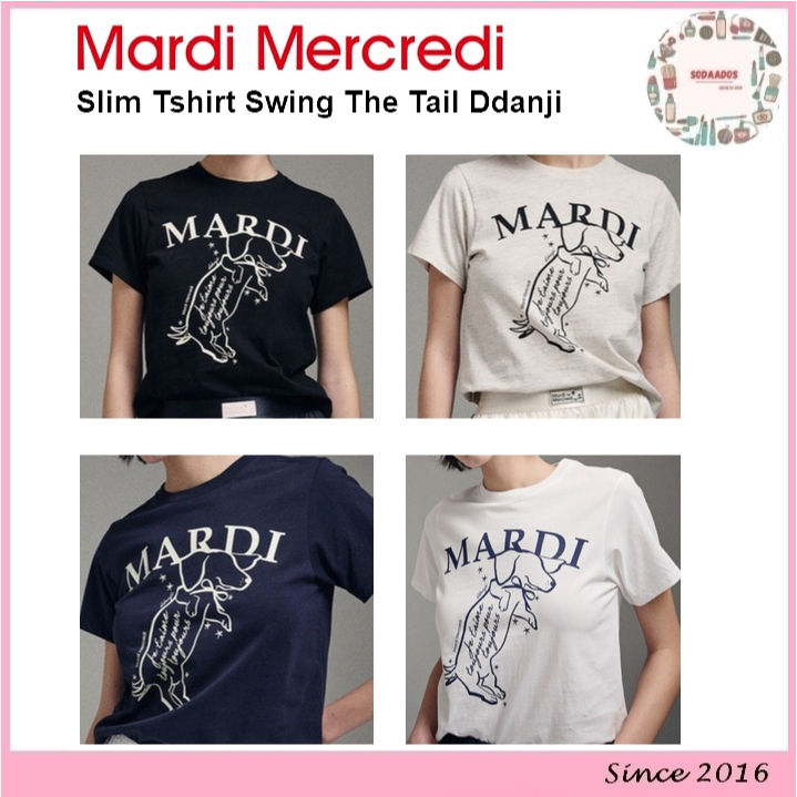 Mardi Mercredi Slim Tshirt Swing The Tail Ddanji (Oatmeal Black, Ivory Navy, Navy Ivory, Black Cream, Black Pink)