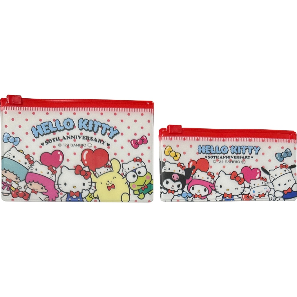 【Direct from Japan】Sanrio Hello Kitty 50th Anniversary Flat Vinyl Slider Small Case Pouch 11.2 × 5.7