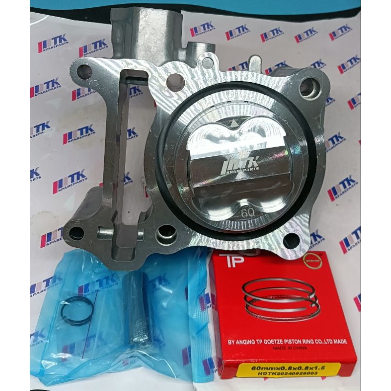 ชุดเสื้อสูบพร้อมลูกสูบแหวนTK 60มิลรุ่นPCX160, LEAD125,GIORNOลูกสูบหัวนูน