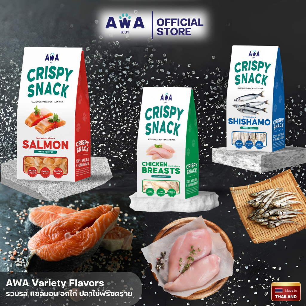 ขนมฟรีซดราย รวมรส อกไก่ แซลมอน ปลาไข่   ขนมแมว ขนมหมาFreeze Dried  ขนมหมาฟรีซดราย 18g/40g