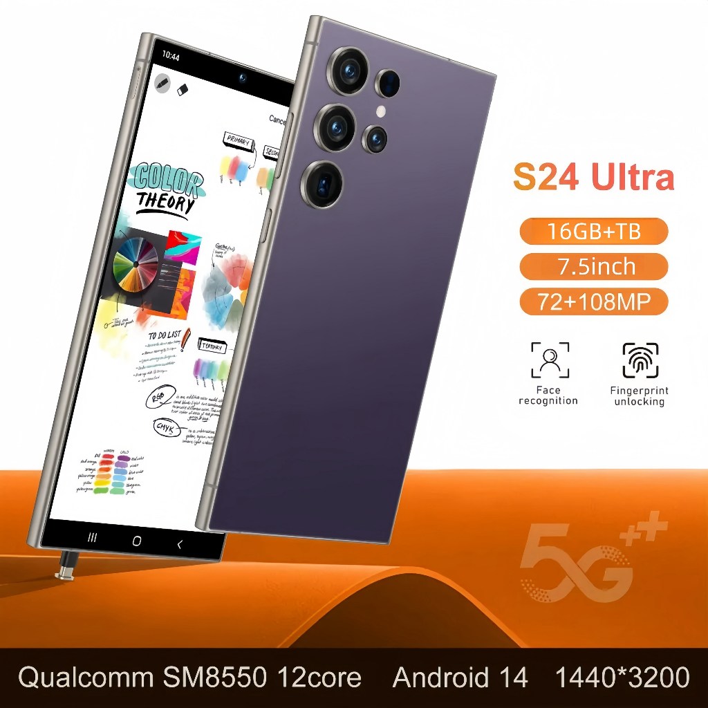 Galaxy S24 Ultra สมาร์ทโฟน 16GB+1TB Dual SIM Dual Standby สมาร์ทโฟน Android 7.5 นิ้ว แบตเตอรี่ขนาดใหญ่ 6800mAh