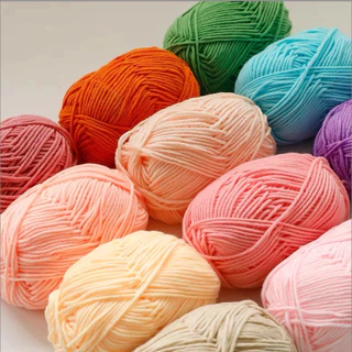 ไหมพรมคอตตอนนม 5ply น้ำหนัก50กรัม milk cotton yarn 93สี พร้อมส่งจากไทย