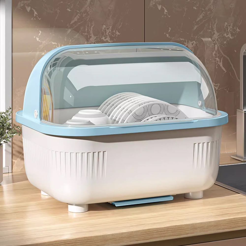 ที่คว่ําจาน ที่ครอบจาน ล่องใส่จานชามมีฝาปิด มีฝาปิด กันฝุ่นละออง กันแมลง ประหยัดพื้นที่ในห้องครัว ที่คว่ำชามจาน - รูปที่ 2