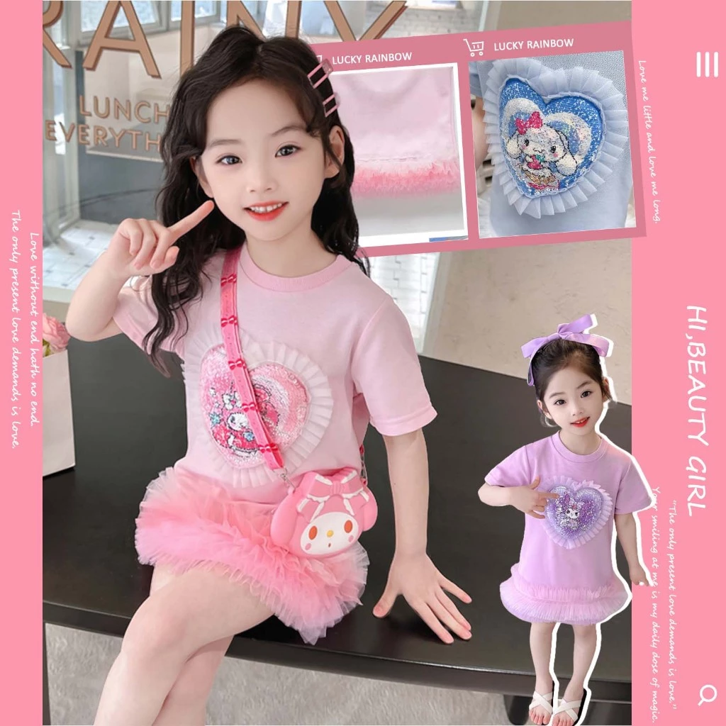 แฟชั่นฤดูร้อน เดรสลูกสาวน่ารัก กระโปรงพองๆ ชุดเดรสเด็กผู้หญิงน่ารัก ผ้าฝ้าย นุ่ม 1-9 ปี
