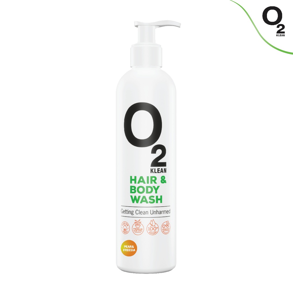 O2 Klean Hair & Body Wash สบู่เหลวและแชมพูในขวดเดียว กลิ่น Pear&freesia ขนาด 290 ml