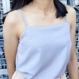เสื้อสายเดี่ยว คอเหลี่ยม ผ้าไหมอิตาลี สีพื้น (รอบอก 34-44 นิ้ว)