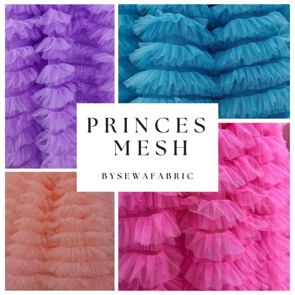 ผ้าตาข่ายพริ้นเซส 15 ชั้น หน้าผ้า 90 ซม ตัดเป็นหลา ตัดต่อเนื่อง ผ้าโปร่ง ตกแต่ง ฟรุ้งฟริ้ง
