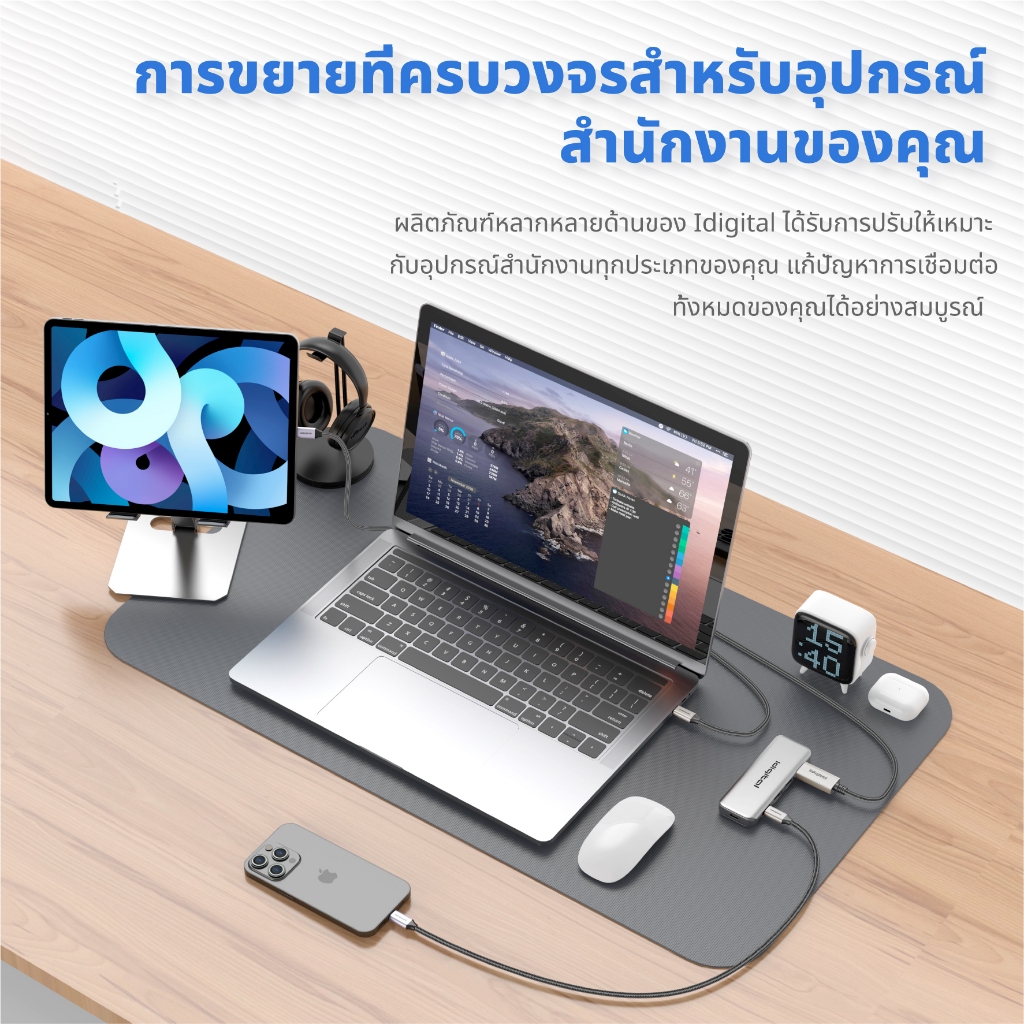 Idigital สาย USB C Type C to HDMI Cable, 4K 60Hz, 2K 144Hz, 1080P 240Hz, 1m-3m, For Laptop, Macbook, สมาร์ทโฟน, แท็บเล็ต