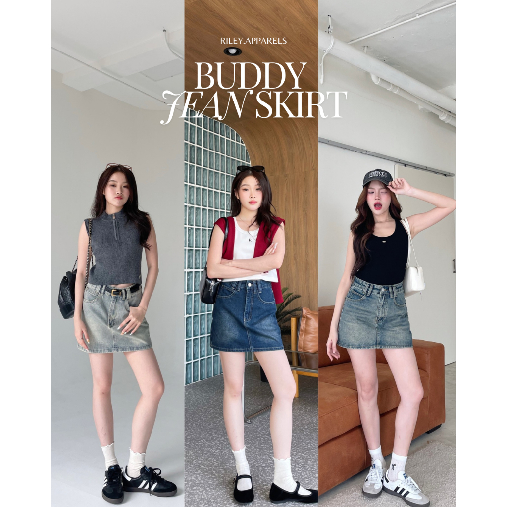 Riley.apparels - Buddy Jean Skirt กระโปรงยีนส์สั้น 7008