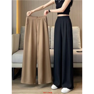 4 สี สไตล์เกาหลีHigh waist Wide leg women suit pants เคาน์เตอร์กาง casual เคาน์เตอร์กางเกงขายาว หลวมBABAOTU