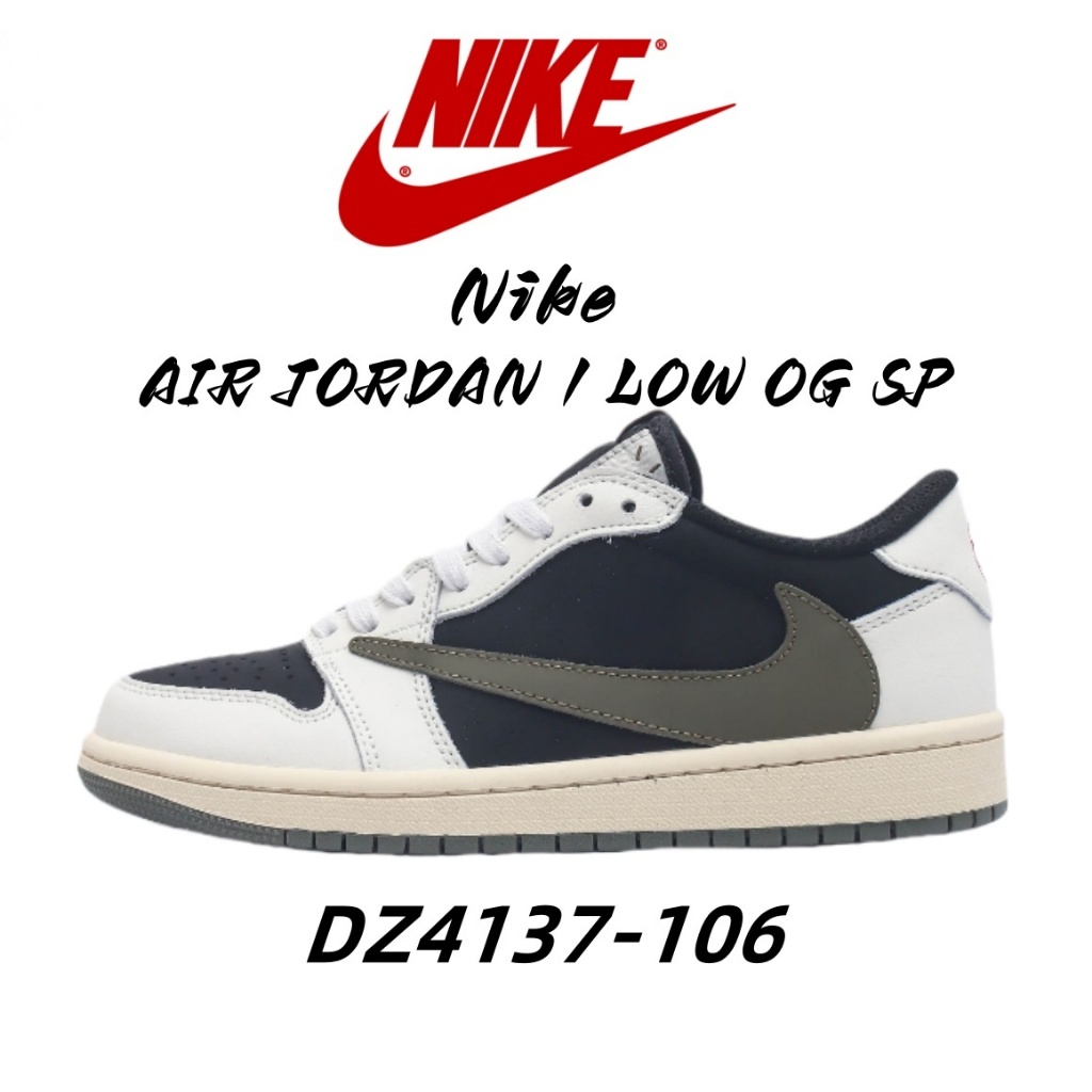 TRAVIS SCOTT X FRAGMENT DESIGN X JORDAN AIR JORDAN 1 LOW OG SP DZ4137-106 ของแท้100% Sneakers