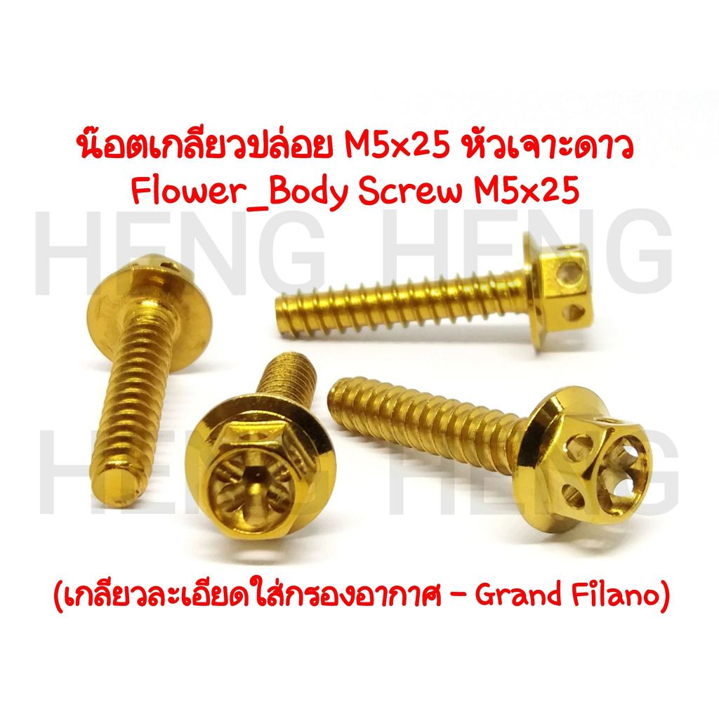 น็อตยึดฝาครอบกรอง GRAND FILANO ปี 2015-2023 น็อตยึดครอบกรอง แกรนด์ ฟิลาโน่ (น็อต 4 ตัว)