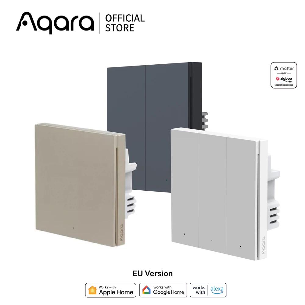 Aqara Wall Switch H1 สวิตช์อัจฉริยะ รองรับ 1/2/3 ปุ่ม รุ่น With Neutral | วัดพลังงาน | สั่งงานผ่านแอป