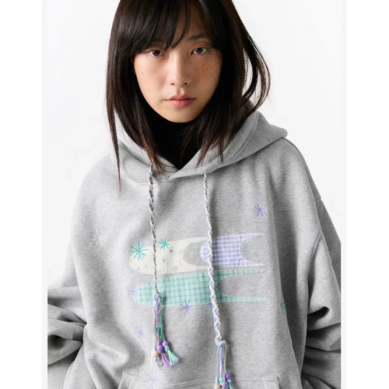 CryingCenter เสื้อสเวตเตอร์/เสื้อฮู้ดดี้ Patchwork Hoodie Sweater