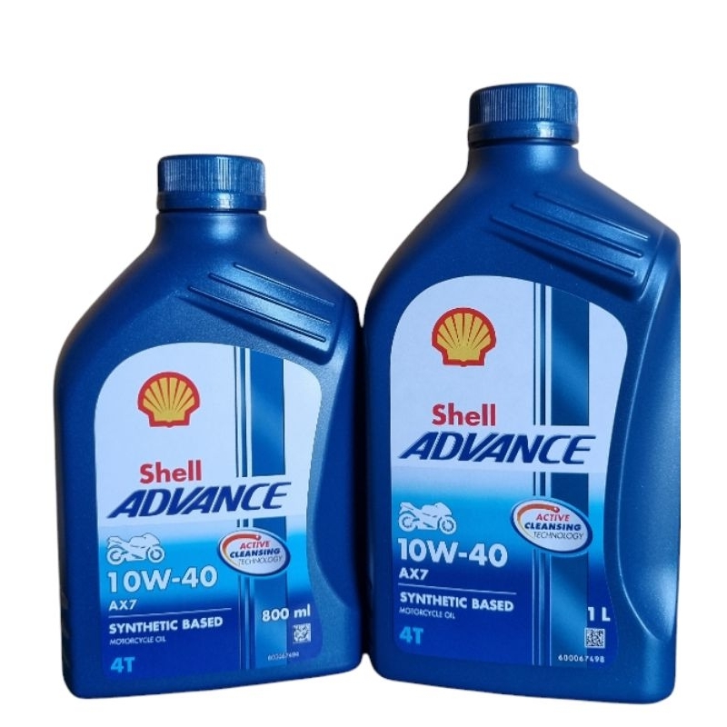น้ำมันเครื่องรถมอเตอร์ไซค์ SHELL ADVANCE 10W-40 กึ่งสังเคราะห์ สำหรับรถมีเกียร์มี 2 ขนาด 0.8 ลิตรและ 1 ลิตร