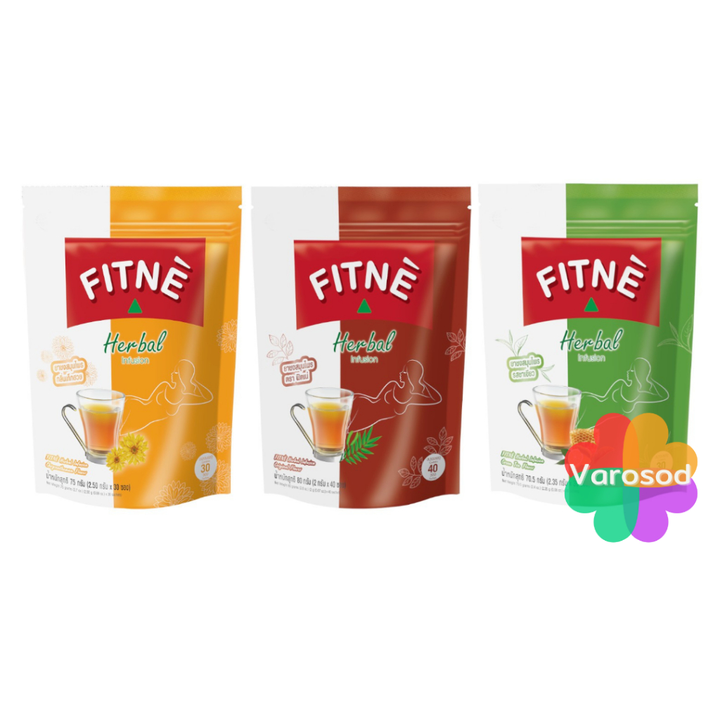 Fitne ยาชงสมุนไพร กลิ่น ดั้งเดิม, เก๊กฮวย, ชาเขียว ซองใหญ่
