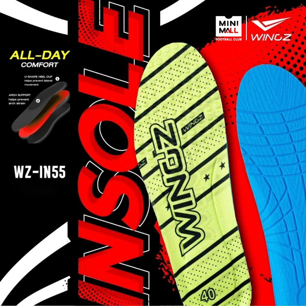 แผ่นรองพื้นรองเท้า WINGZ รุ่น WINGZ INSOLE รหัส WZ-IN55 แผ่นพื้นรองเท้า รังผึ้ง ช่วยประคองรองเท้าขณะเคลื่อนที่