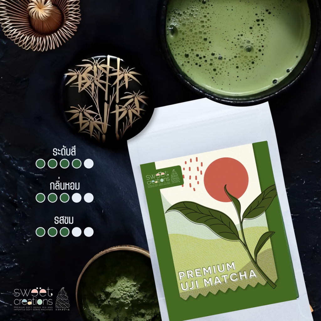 ผงชาเขียวมัทฉะเกรดพรีเมียม 100% จากเมืองอุจิ ประเทศญี่ปุ่น